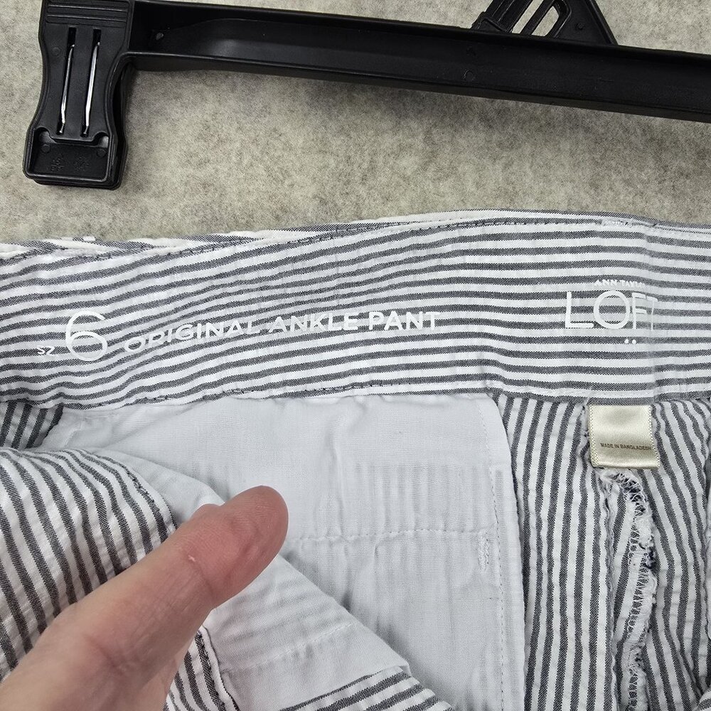 Ann Taylor LOFT Womens Original Ankle Pants Size 6 Striped Cotton Blend - Picture 4 of 6